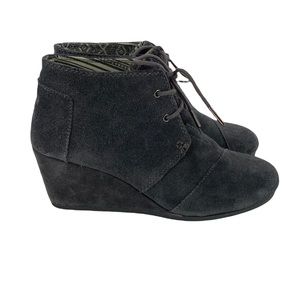 Toms Charcoal Gray Suede Wedges